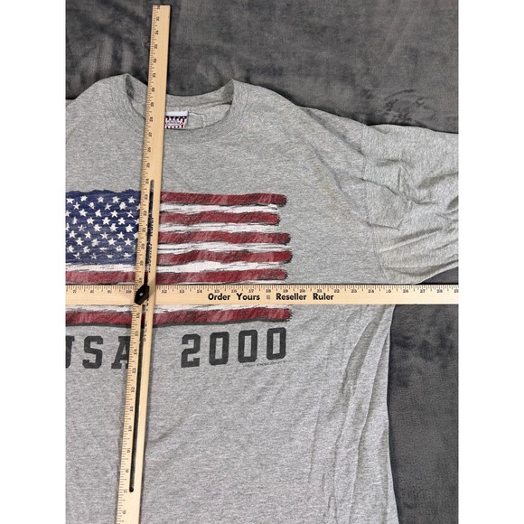 Y2K Sonoma USA 2000 American Flag Tee Shirt Gray Size XL Vintage Patriotic - Picture 7 of 10